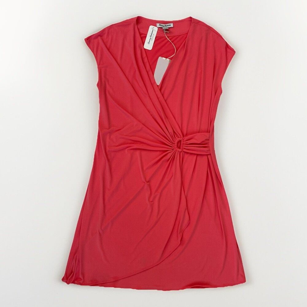 Tommy Bahama Carmela Ruched Faux Wrap Dress XL Orange Coral Tutti Frutti FLAWS
